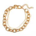 Simple and thick chain metal necklace female fashion ins cold wind personality golden short cutout necklace